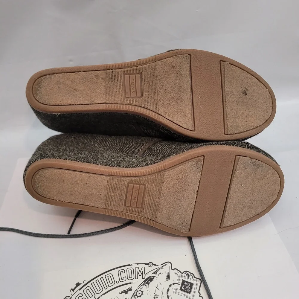 TOMS Desert Wedge Womens Olive Herringbone Lace Up Booties Shoes Size 6W